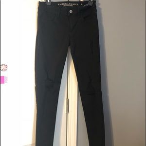 American eagle black jeans with rips